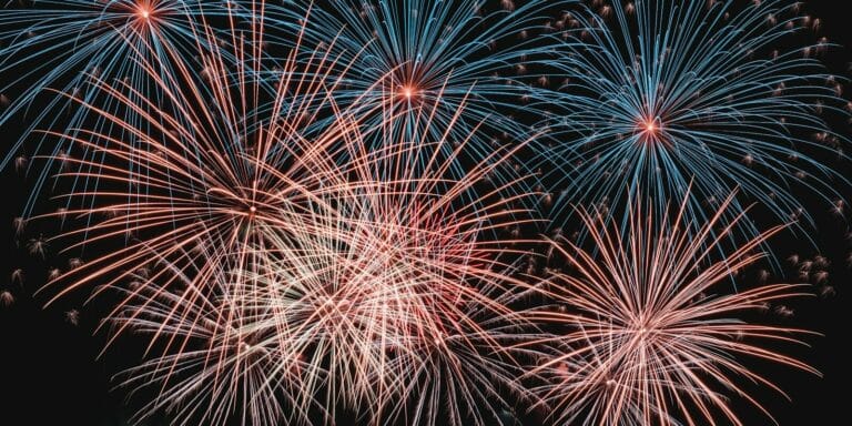 a bunch of fireworks are lit up in the night sky